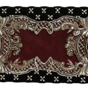 Dolce & Gabbana Frame Clutch Evening Purse Bag Bordeaux Black Velvet Gold